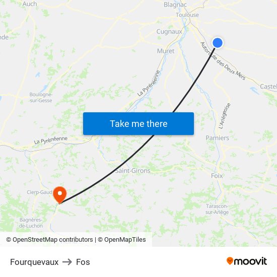 Fourquevaux to Fos map