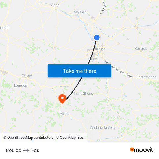 Bouloc to Fos map