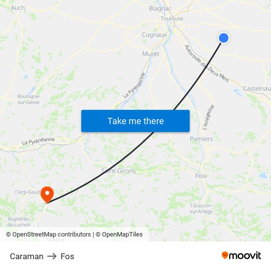 Caraman to Fos map