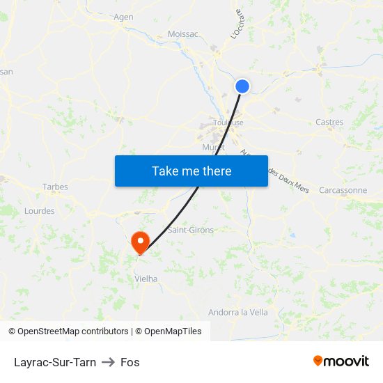 Layrac-Sur-Tarn to Fos map