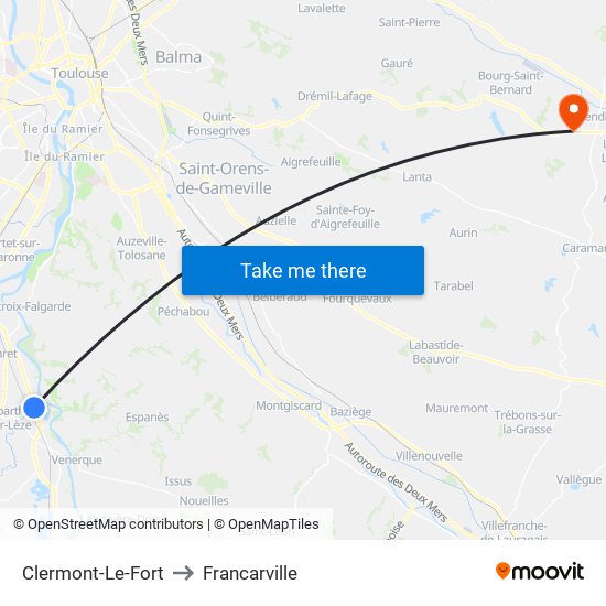 Clermont-Le-Fort to Francarville map