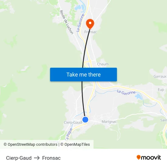 Cierp-Gaud to Fronsac map