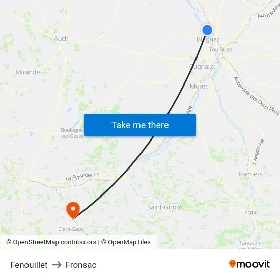 Fenouillet to Fronsac map