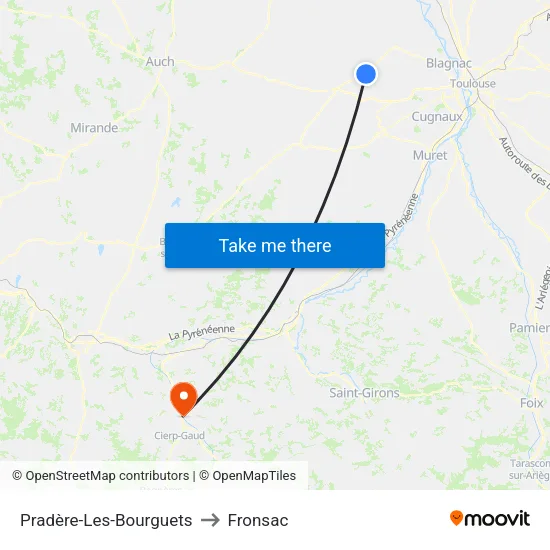 Pradère-Les-Bourguets to Fronsac map