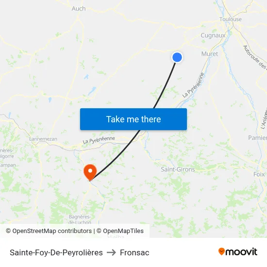 Sainte-Foy-De-Peyrolières to Fronsac map