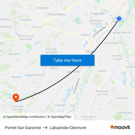 Portet-Sur-Garonne to Labastide-Clermont map