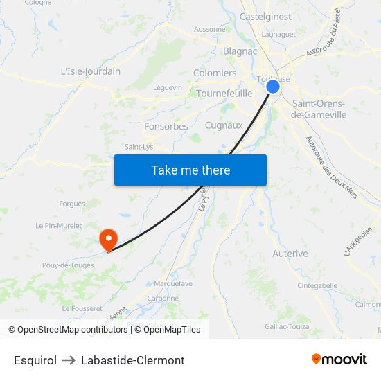 Esquirol to Labastide-Clermont map