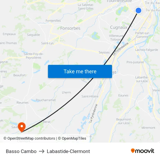 Basso Cambo to Labastide-Clermont map