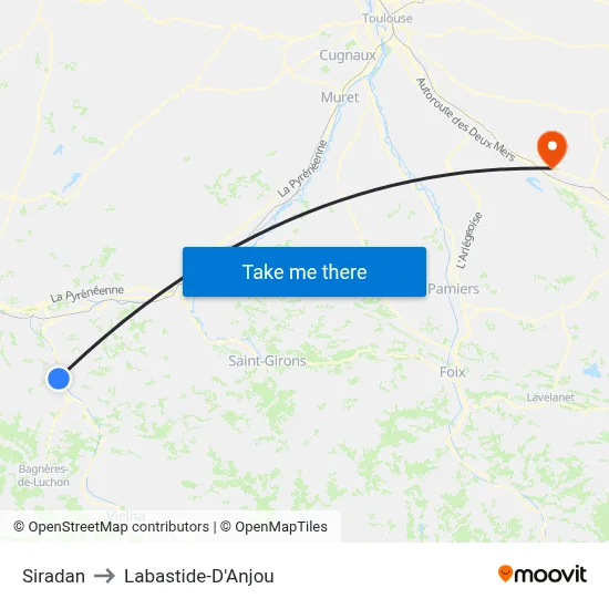 Siradan to Labastide-D'Anjou map