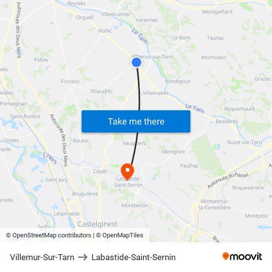 Villemur-Sur-Tarn to Labastide-Saint-Sernin map