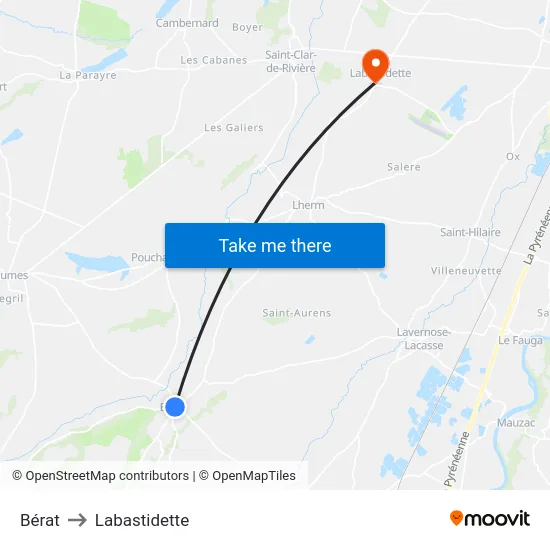 Bérat to Labastidette map