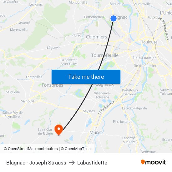 Blagnac - Joseph Strauss to Labastidette map