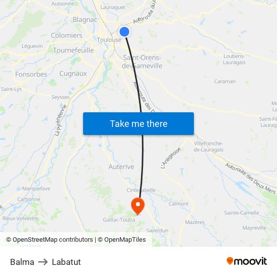 Balma to Labatut map