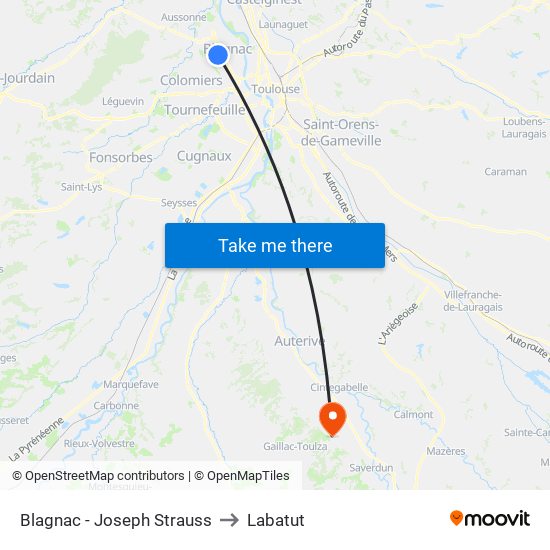 Blagnac - Joseph Strauss to Labatut map