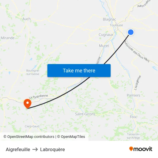 Aigrefeuille to Labroquère map