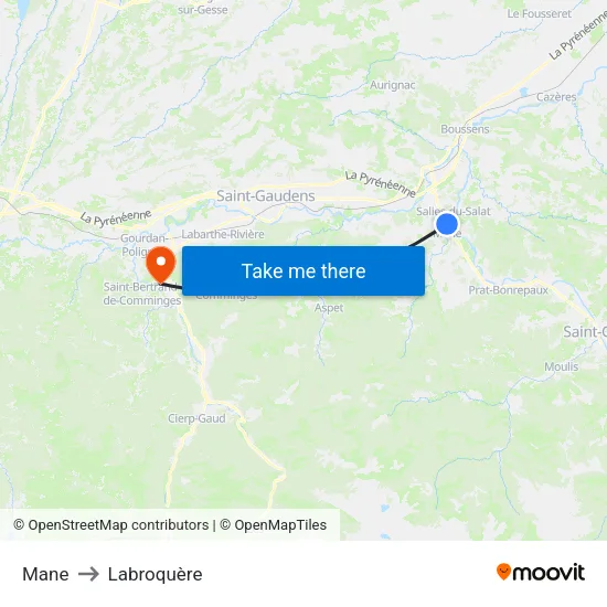 Mane to Labroquère map