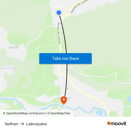 Seilhan to Labroquère map