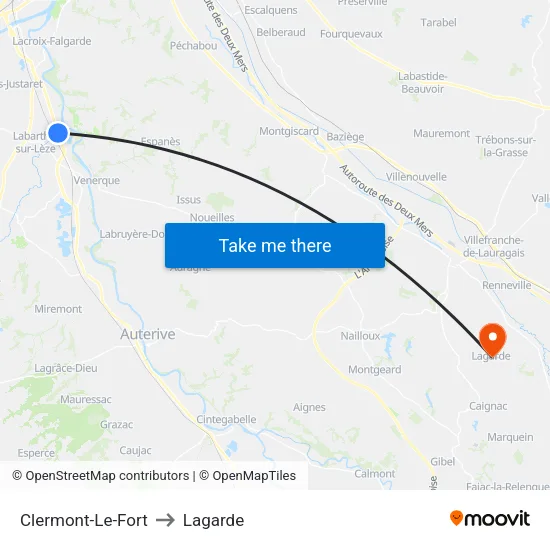 Clermont-Le-Fort to Lagarde map