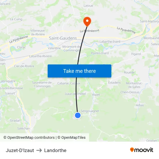 Juzet-D'Izaut to Landorthe map