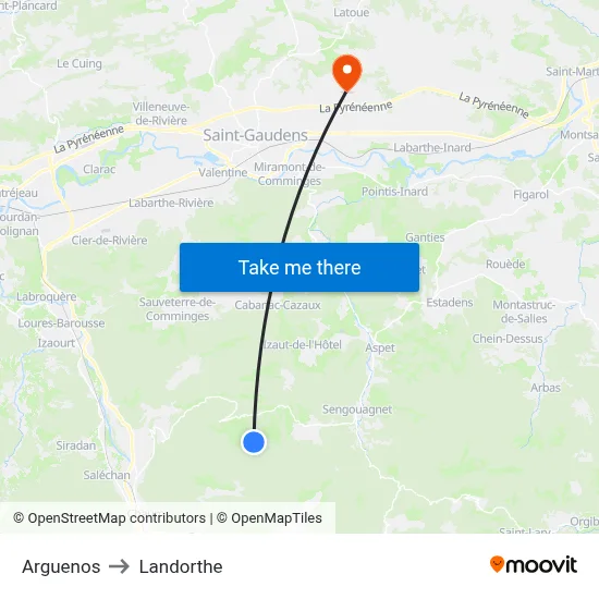 Arguenos to Landorthe map