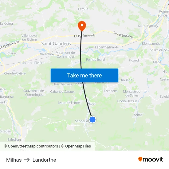 Milhas to Landorthe map