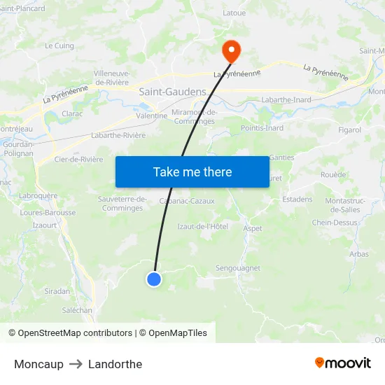 Moncaup to Landorthe map