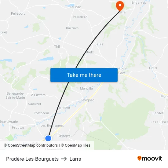 Pradère-Les-Bourguets to Larra map