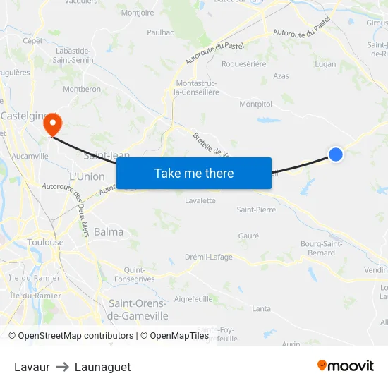 Lavaur to Launaguet map