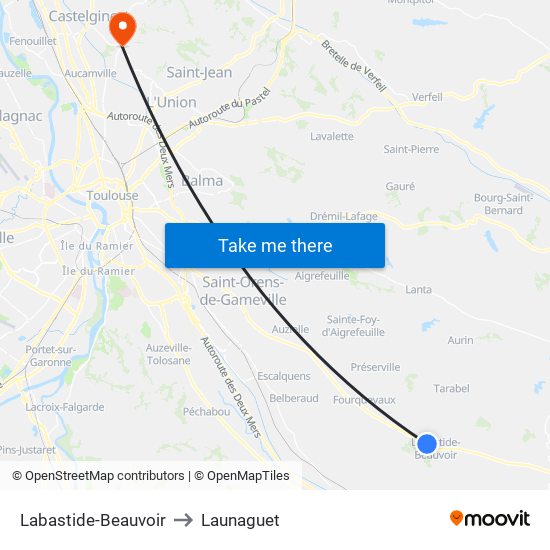 Labastide-Beauvoir to Launaguet map