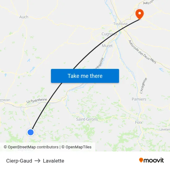 Cierp-Gaud to Lavalette map