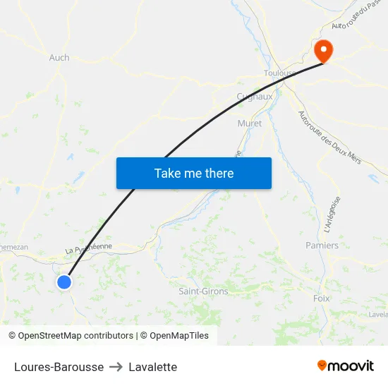 Loures-Barousse to Lavalette map