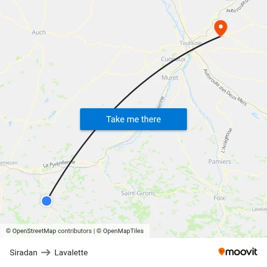 Siradan to Lavalette map
