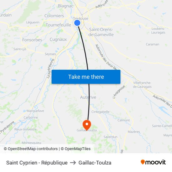 Saint Cyprien - République to Gaillac-Toulza map