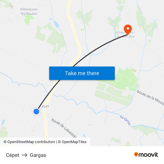 Cépet to Gargas map