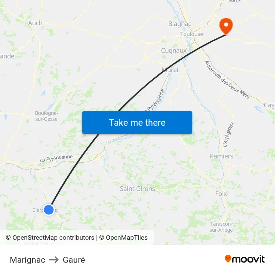 Marignac to Gauré map