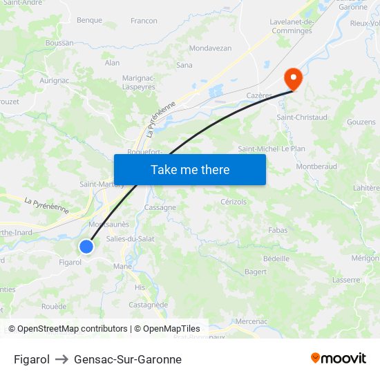 Figarol to Gensac-Sur-Garonne map