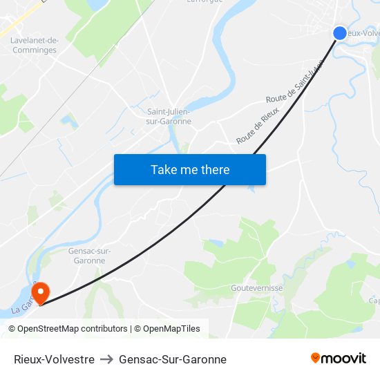 Rieux-Volvestre to Gensac-Sur-Garonne map