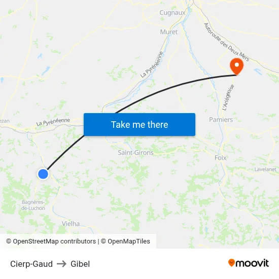 Cierp-Gaud to Gibel map