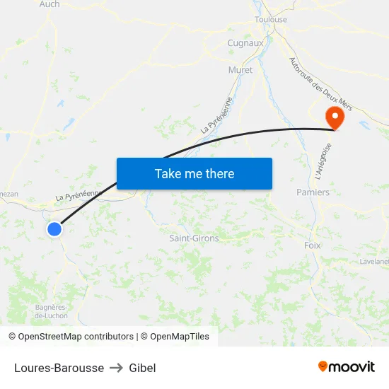 Loures-Barousse to Gibel map