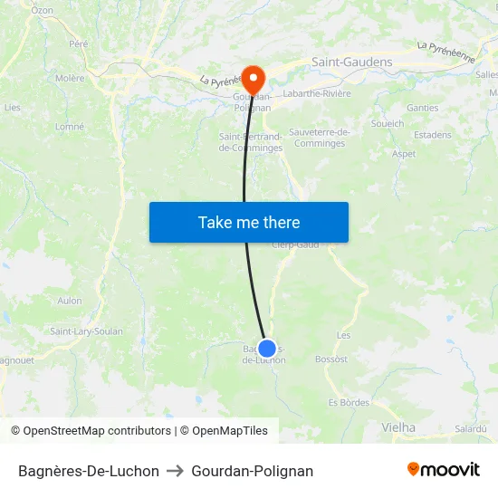 Bagnères-De-Luchon to Gourdan-Polignan map