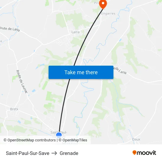 Saint-Paul-Sur-Save to Grenade map