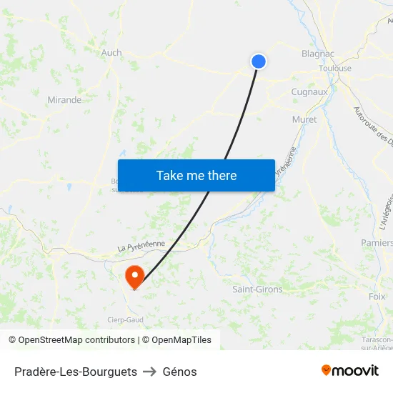 Pradère-Les-Bourguets to Génos map