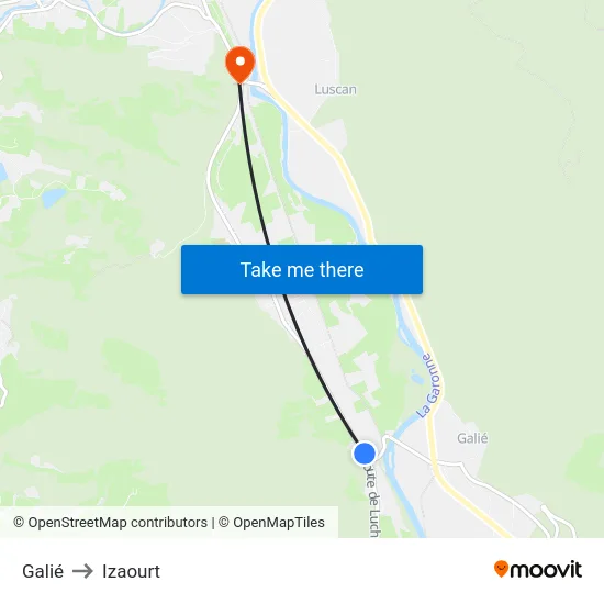 Galié to Izaourt map