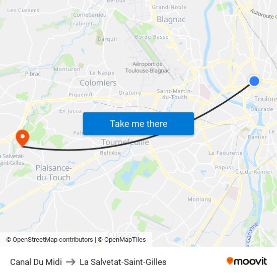 Canal Du Midi to La Salvetat-Saint-Gilles map