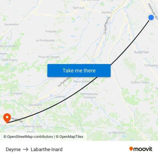 Deyme to Labarthe-Inard map