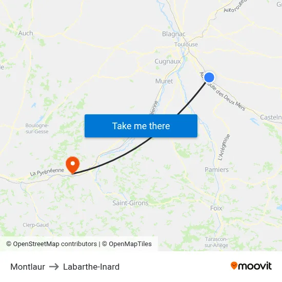 Montlaur to Labarthe-Inard map