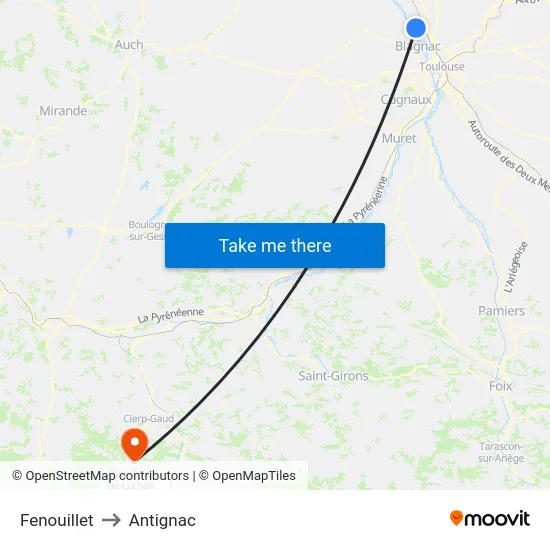 Fenouillet to Antignac map