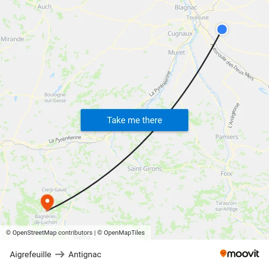 Aigrefeuille to Antignac map