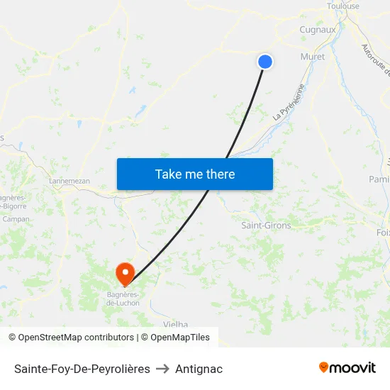 Sainte-Foy-De-Peyrolières to Antignac map