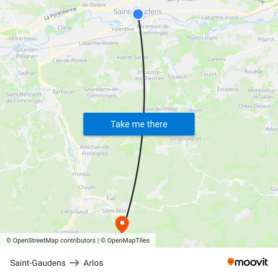 Saint-Gaudens to Arlos map